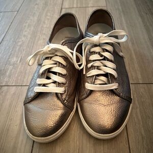 Frye gold leather sneakers size 8.5 great condition . Worn only once